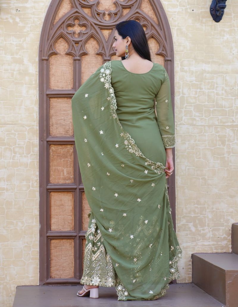 Georgette Lehenga Suit With Embroidery Work | Ready To Wear