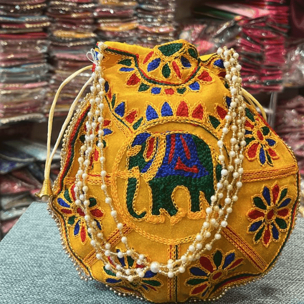 Jodhpuri Design Thread Work Elephant Potli - Set of 5 - India shopping