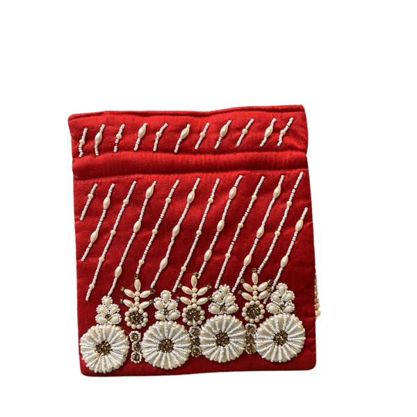 Pearl Handwork Potli |One sided Work | Set of 2 - India shopping