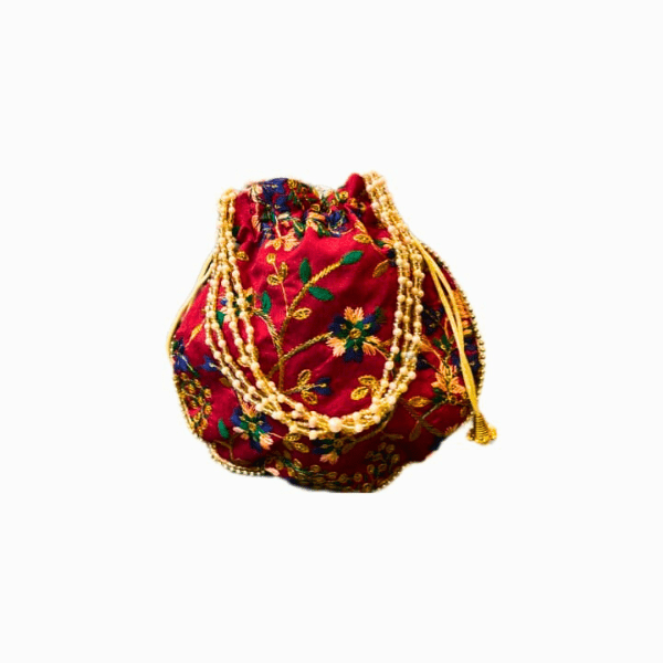 Zari Embroidery Silk Potlie (set of 5) - India shopping