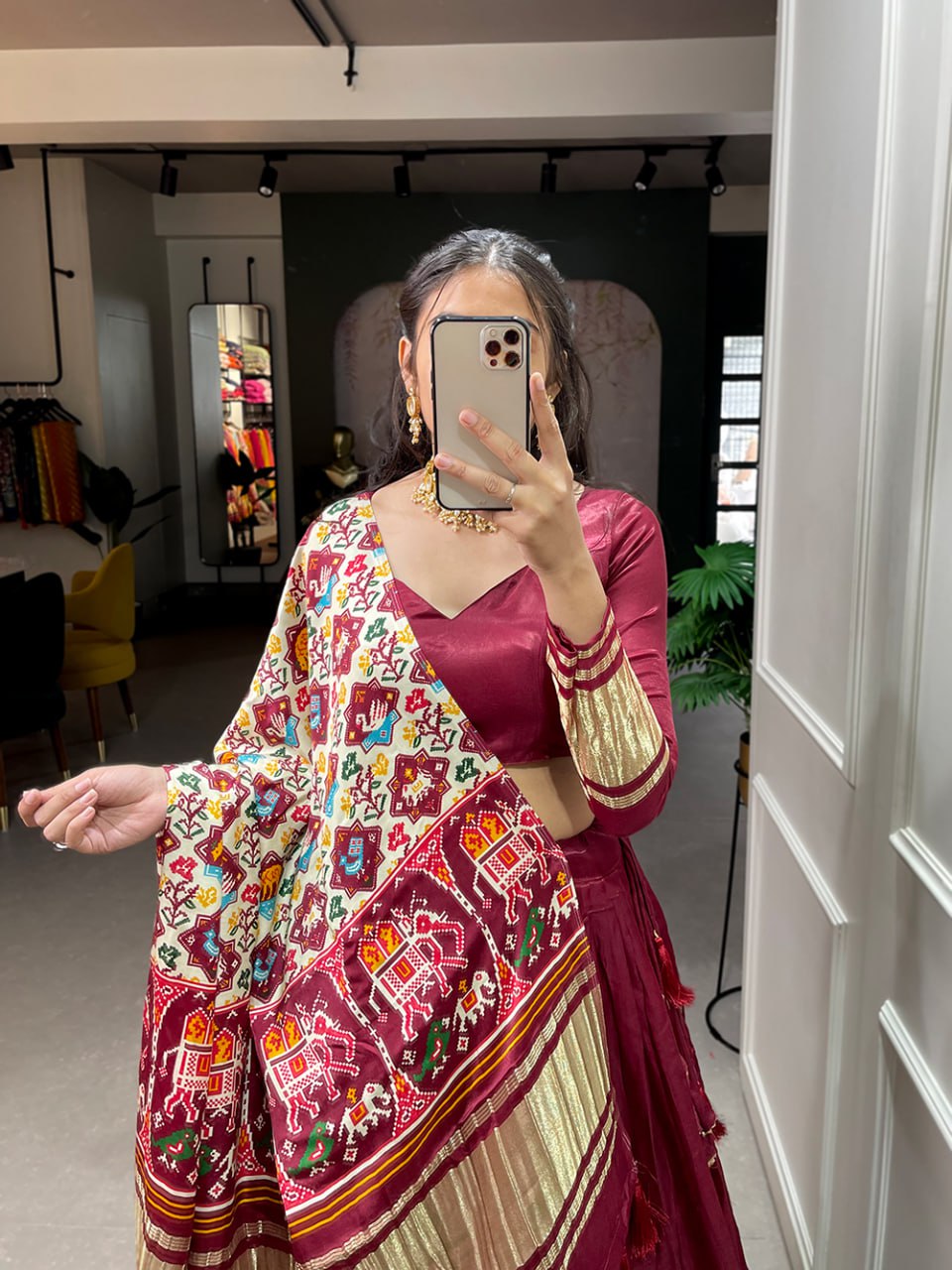 Latest Gaji Silk Dyeing With Lagdi Patta Lehenga Choli