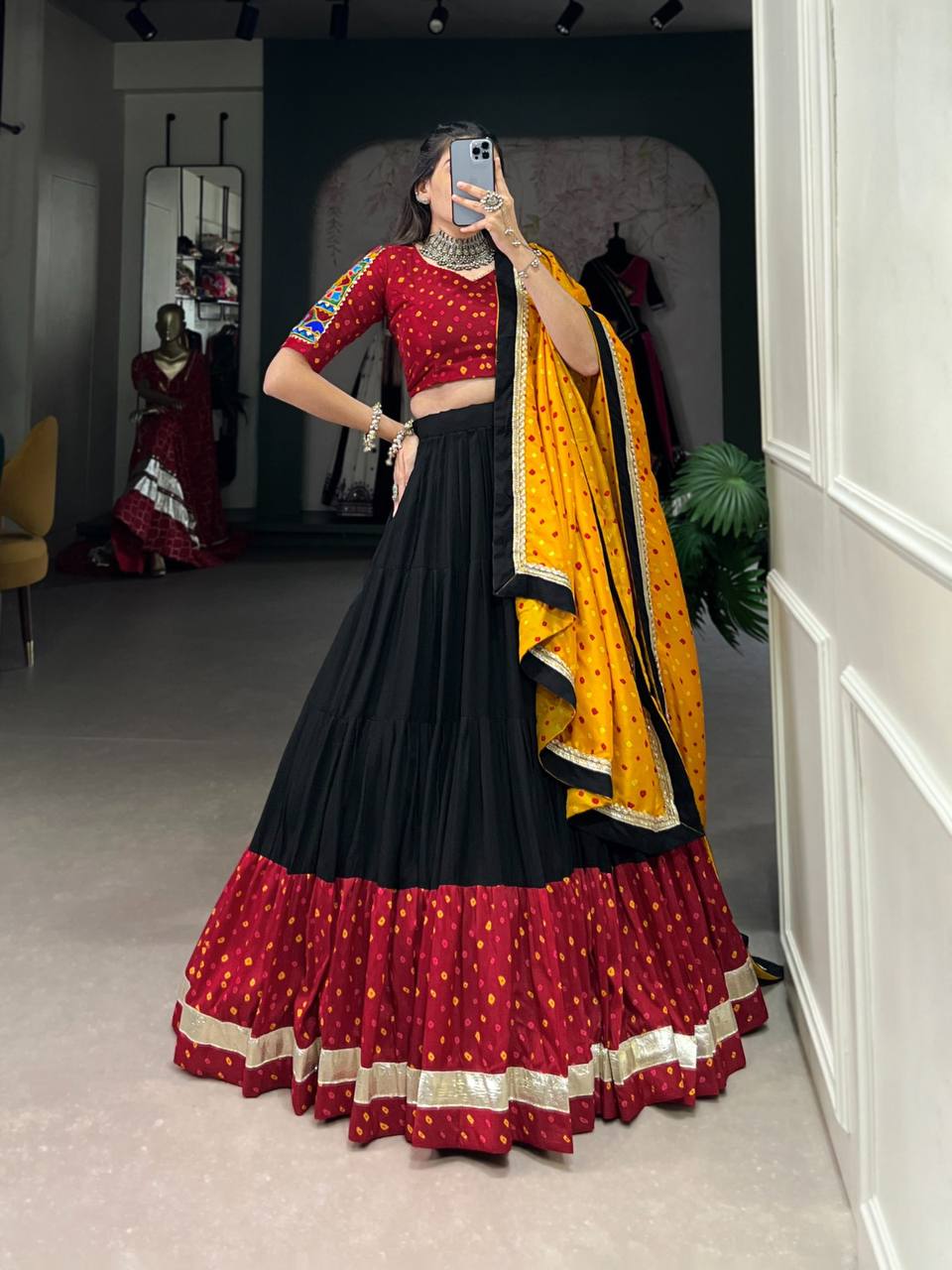 Garba Glamour - Black Bandhej Lengha Set | September 2024