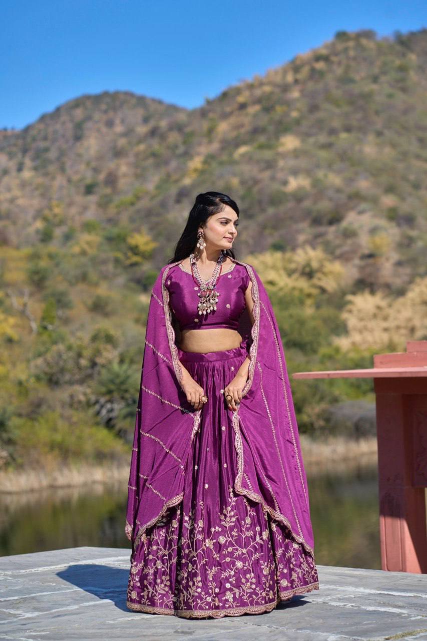 Classical Embroidery Lehenga With Thread and Zari Work | Ready To Wear