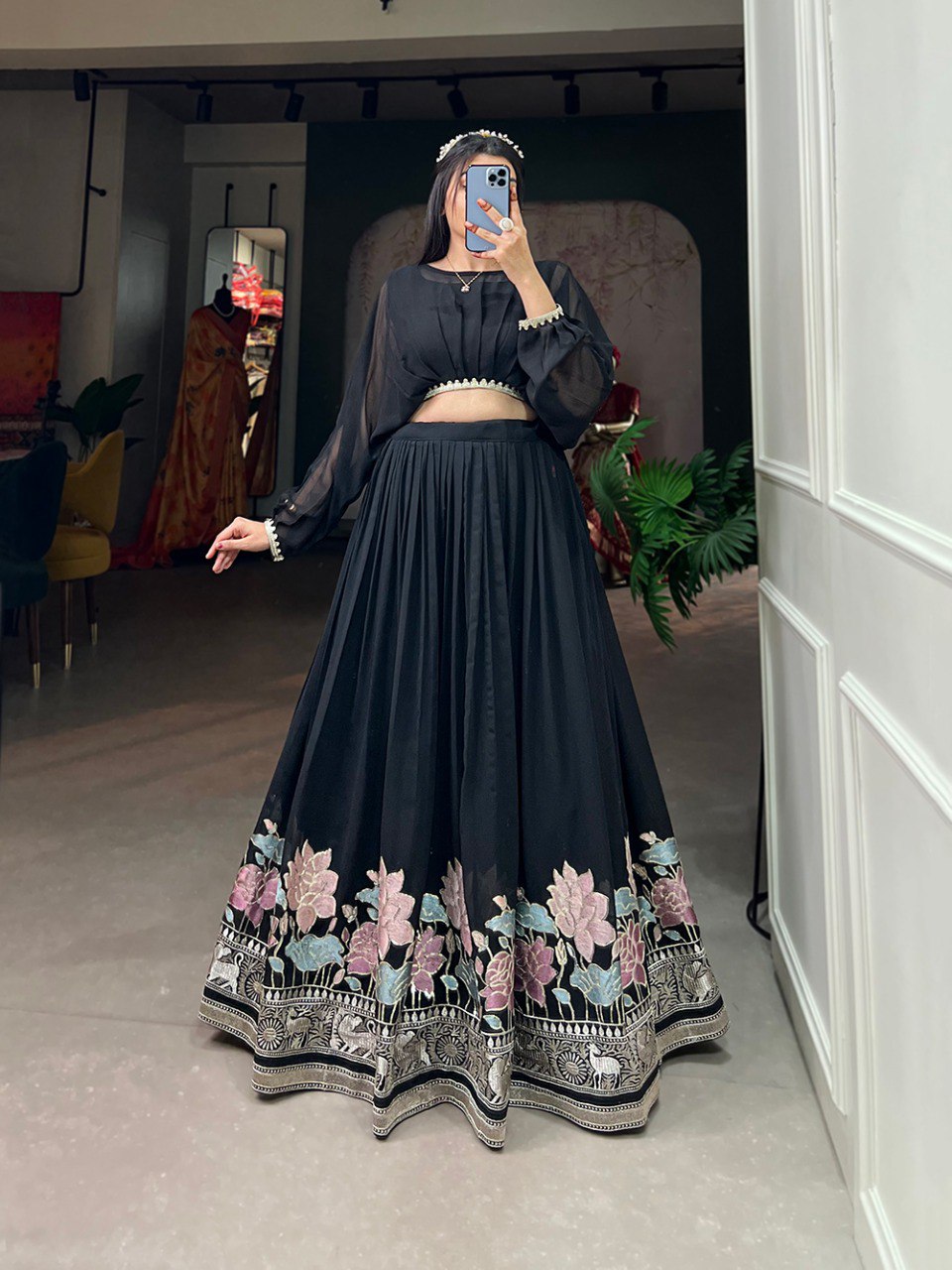 Latest Georgette Co-ord Set Thread Embroidery Work | Ready To Wear