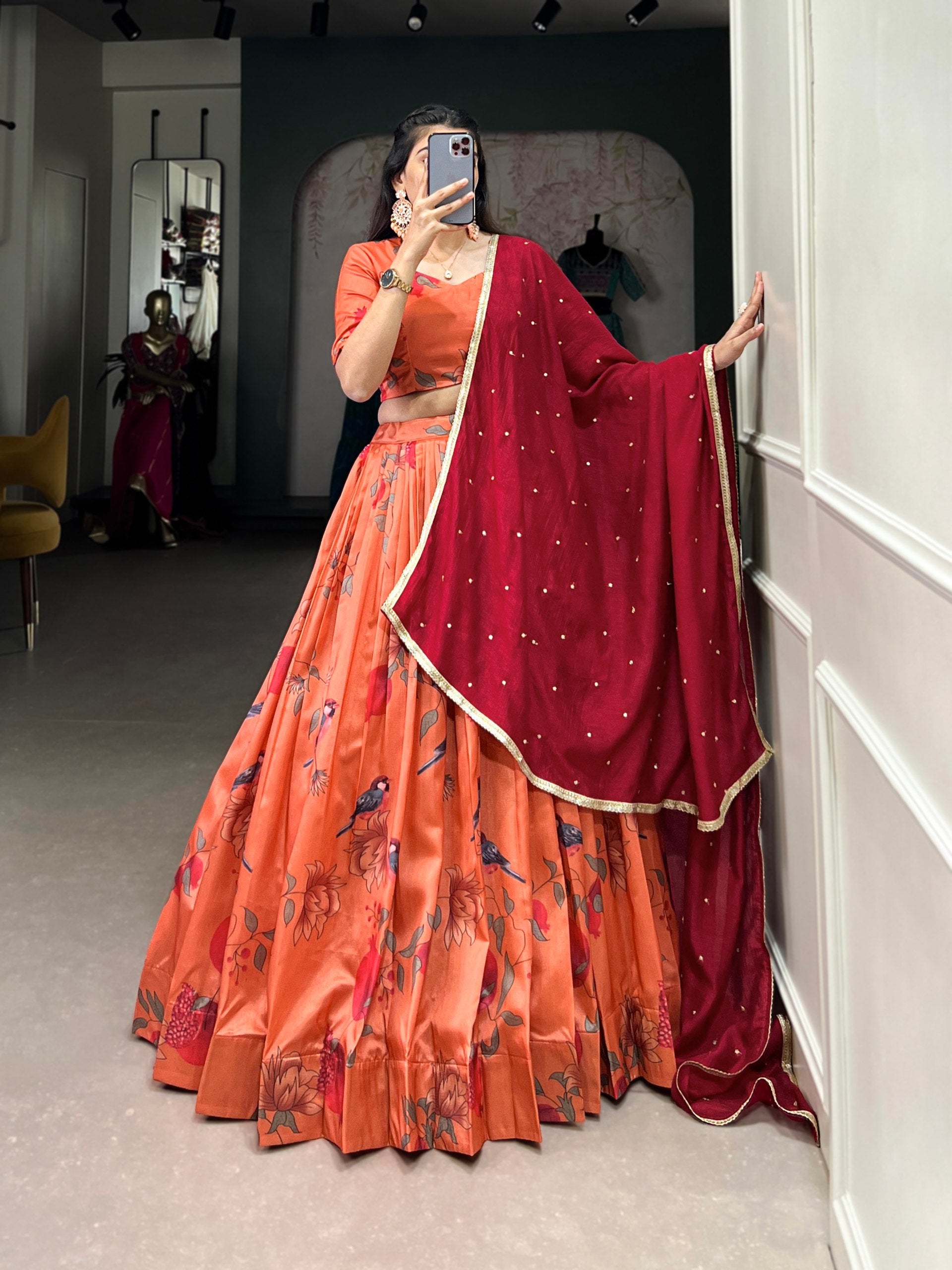 Tussar Silk Printed Traditional Lehenga Choli