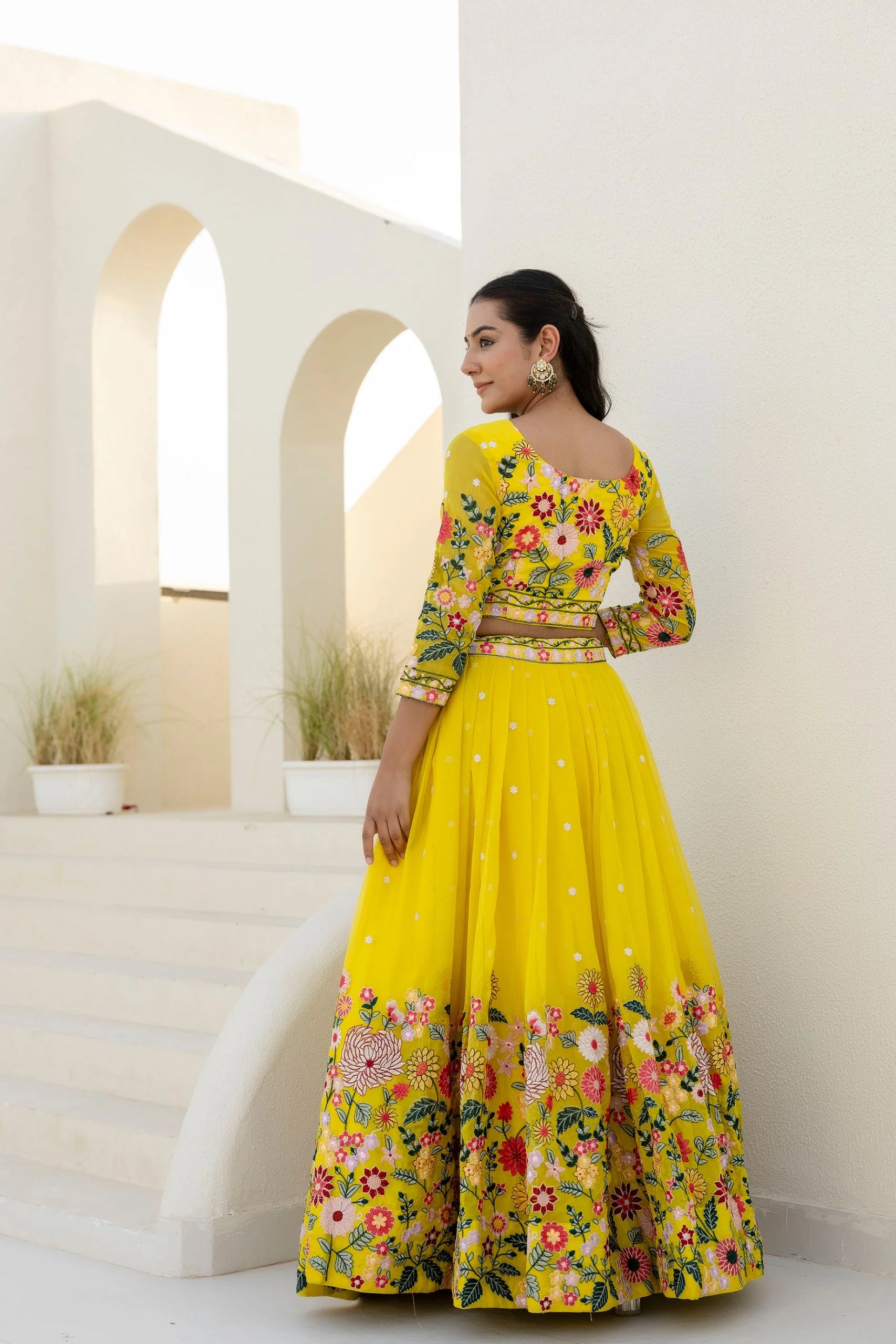 Organza Lehenga Choli With Thread Sequins Work | Ready To Wear