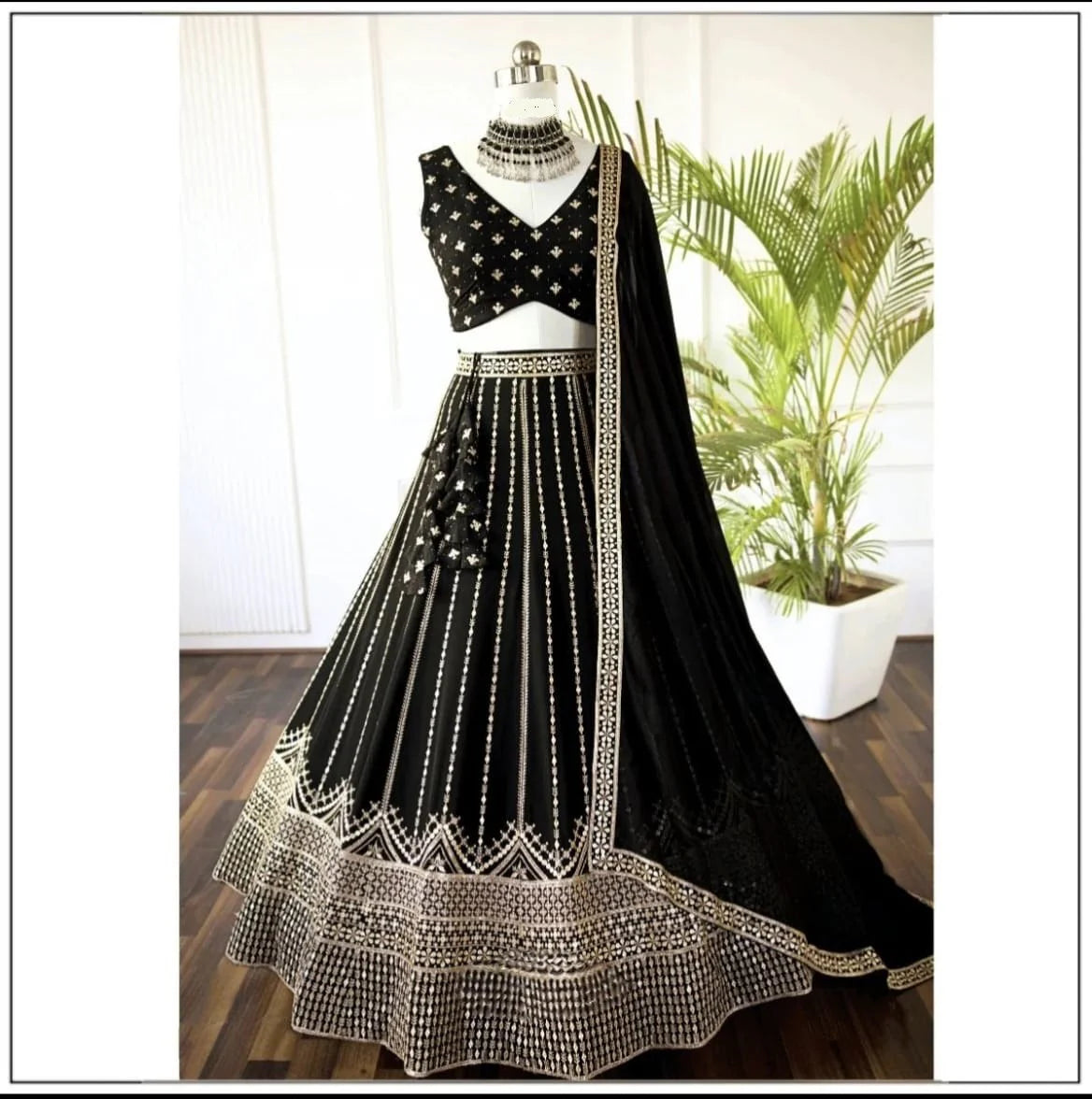Black Lehenga Choli With Sequins Embroidery Work | Ready To Wear