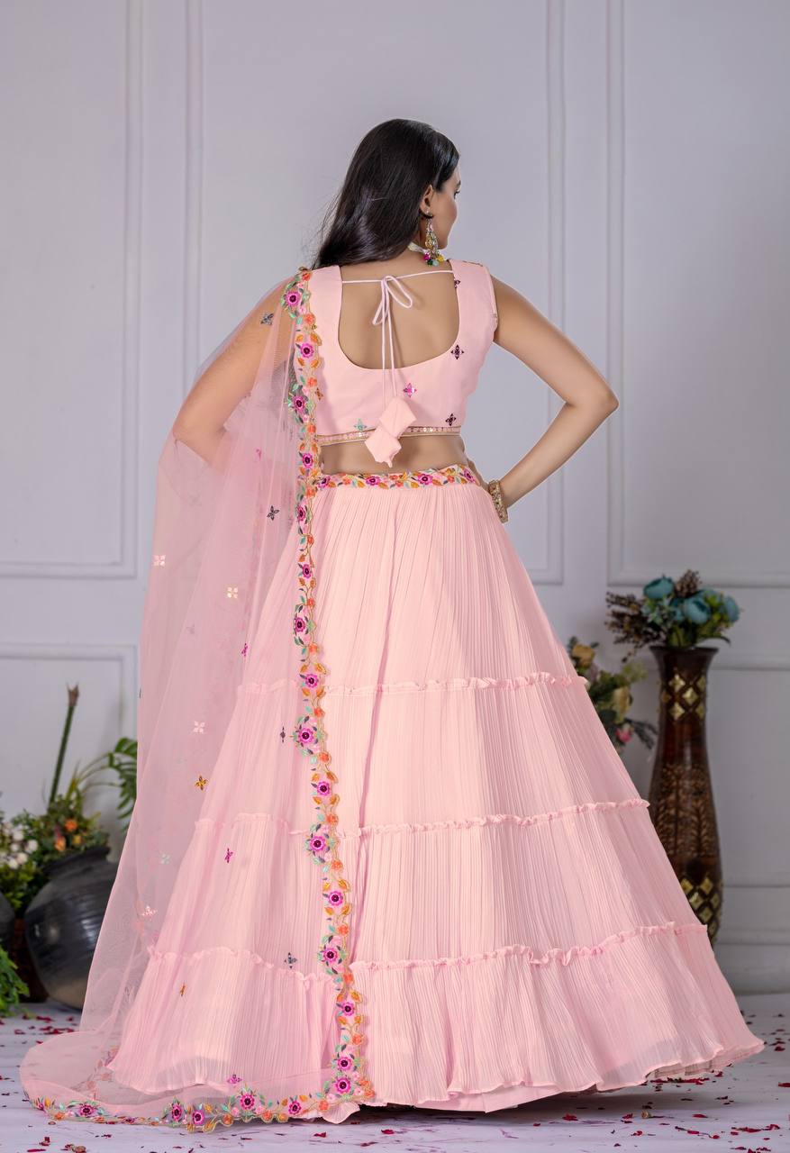 Latest Lehenga Choli With Plain Crease Work | Ready To Wear