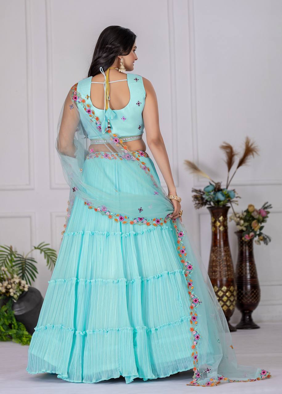 Latest Lehenga Choli With Plain Crease Work | Ready To Wear