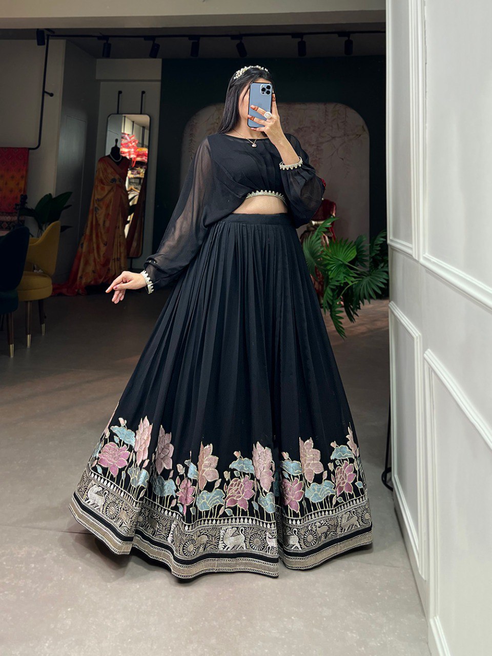 Latest Georgette Co-ord Set Thread Embroidery Work | Ready To Wear