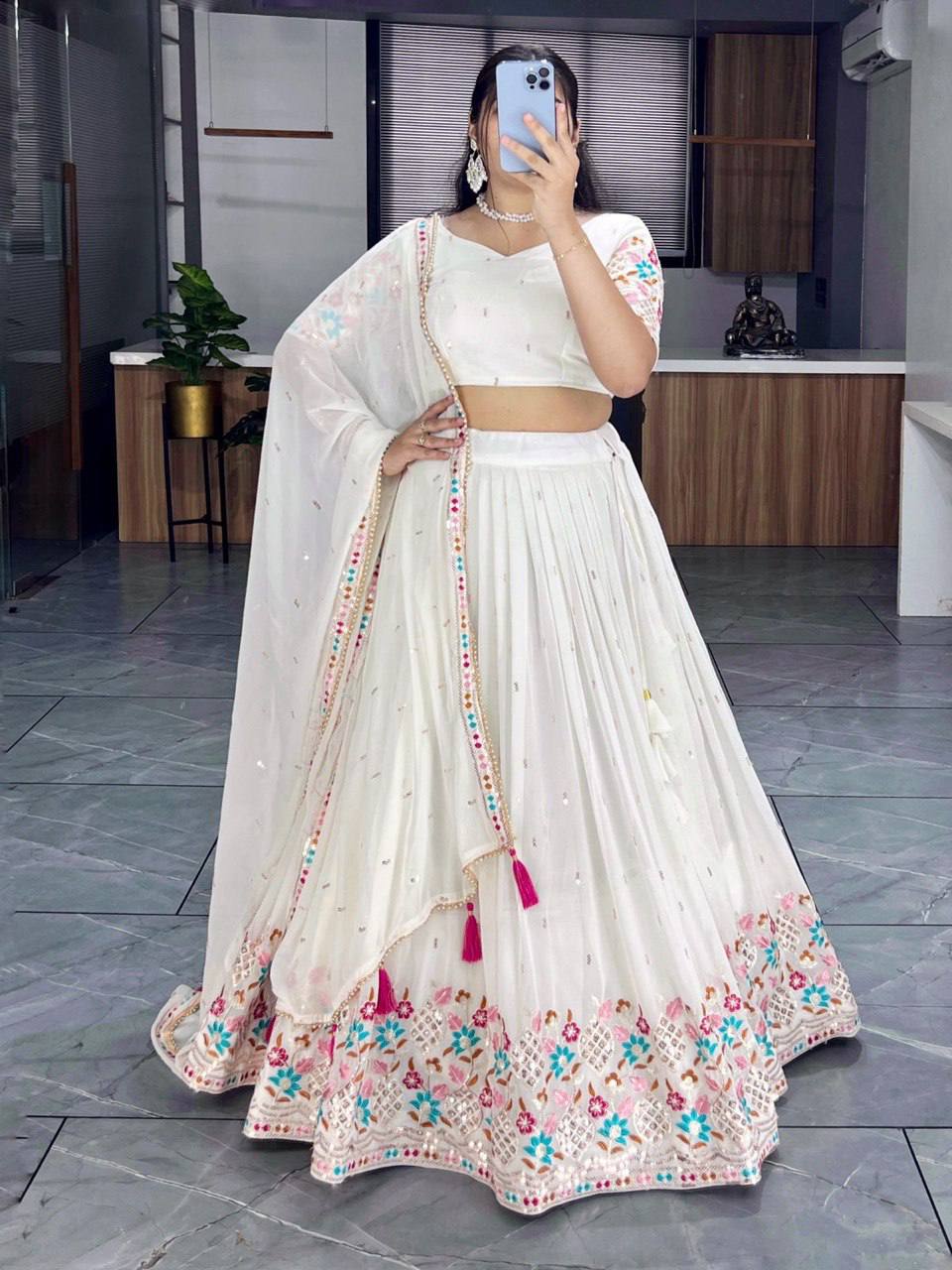 Heavy Gorgette Lehenga Choli With Embroidery And sequence Work | Ready To Wear