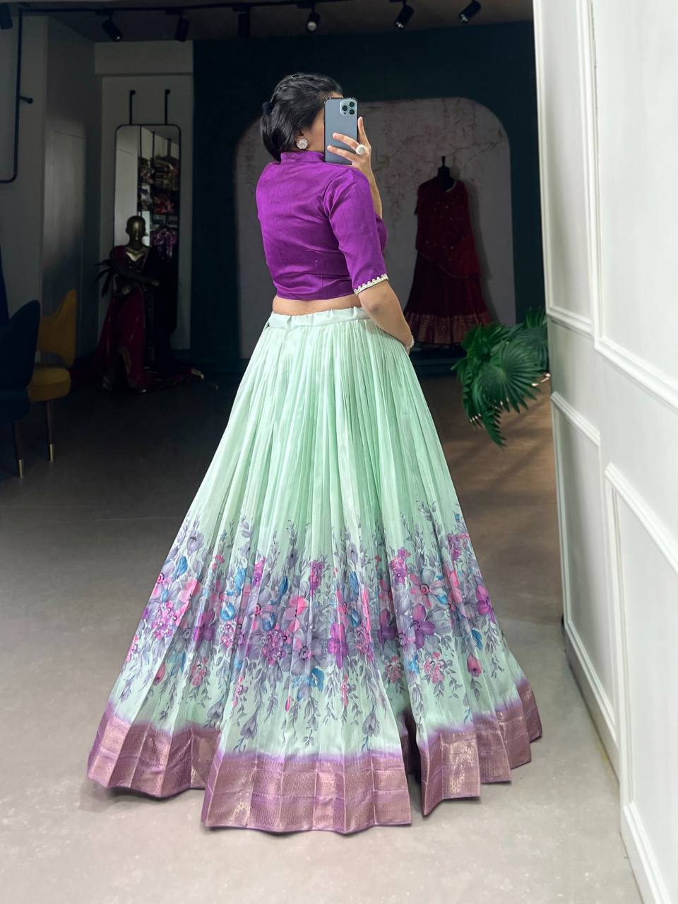 Modern Charm of Floral Prints – The Cotton Silk Lehenga Choli