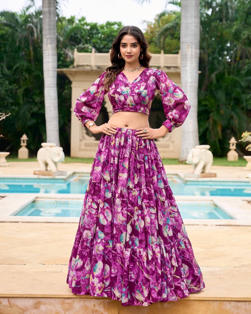 Beautiful Georgette Chex floral print co-ord set