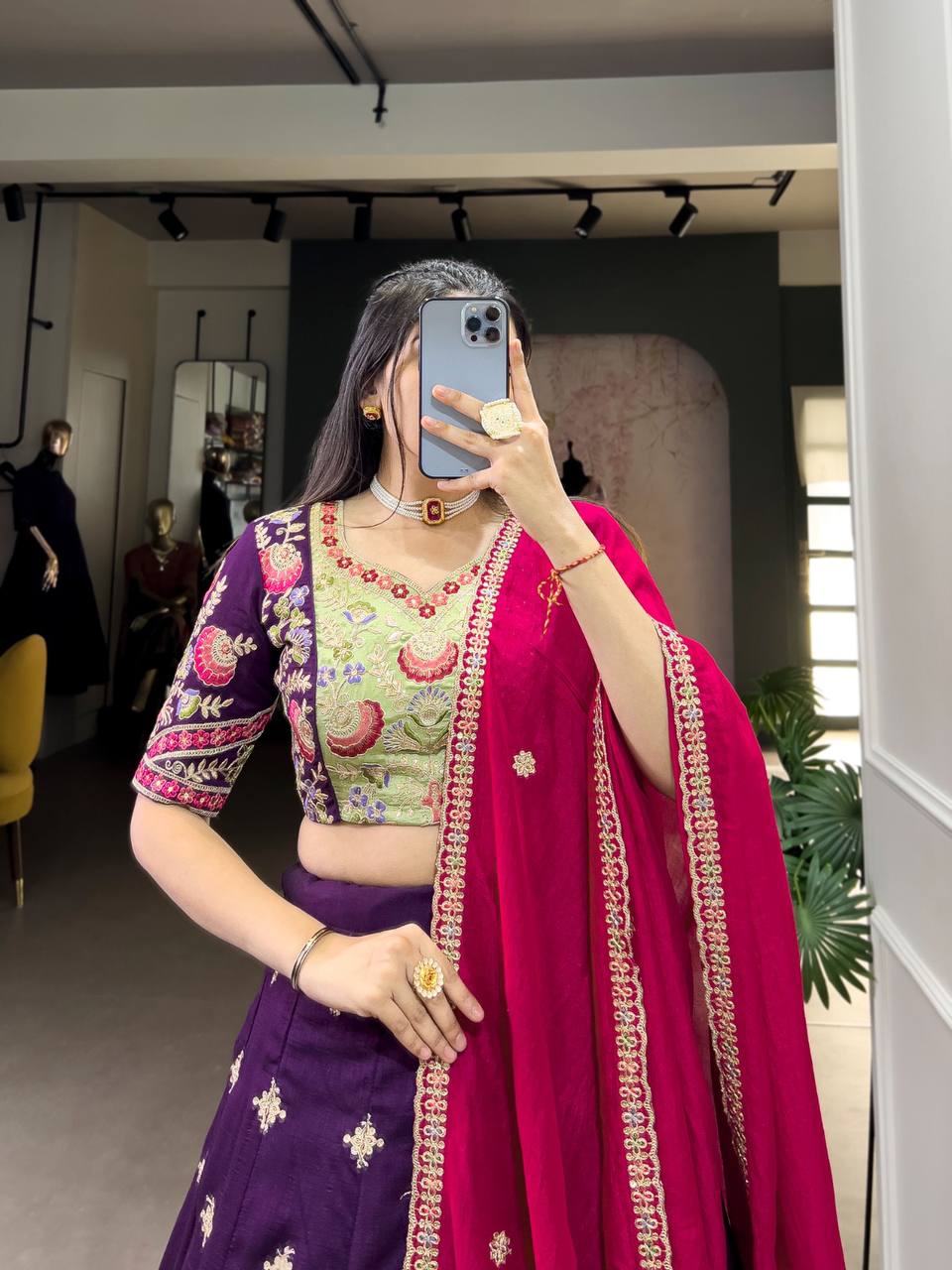 Traditional Lehenga Choli With Sequins, Thread And Embroidery Work | Ready To Wear