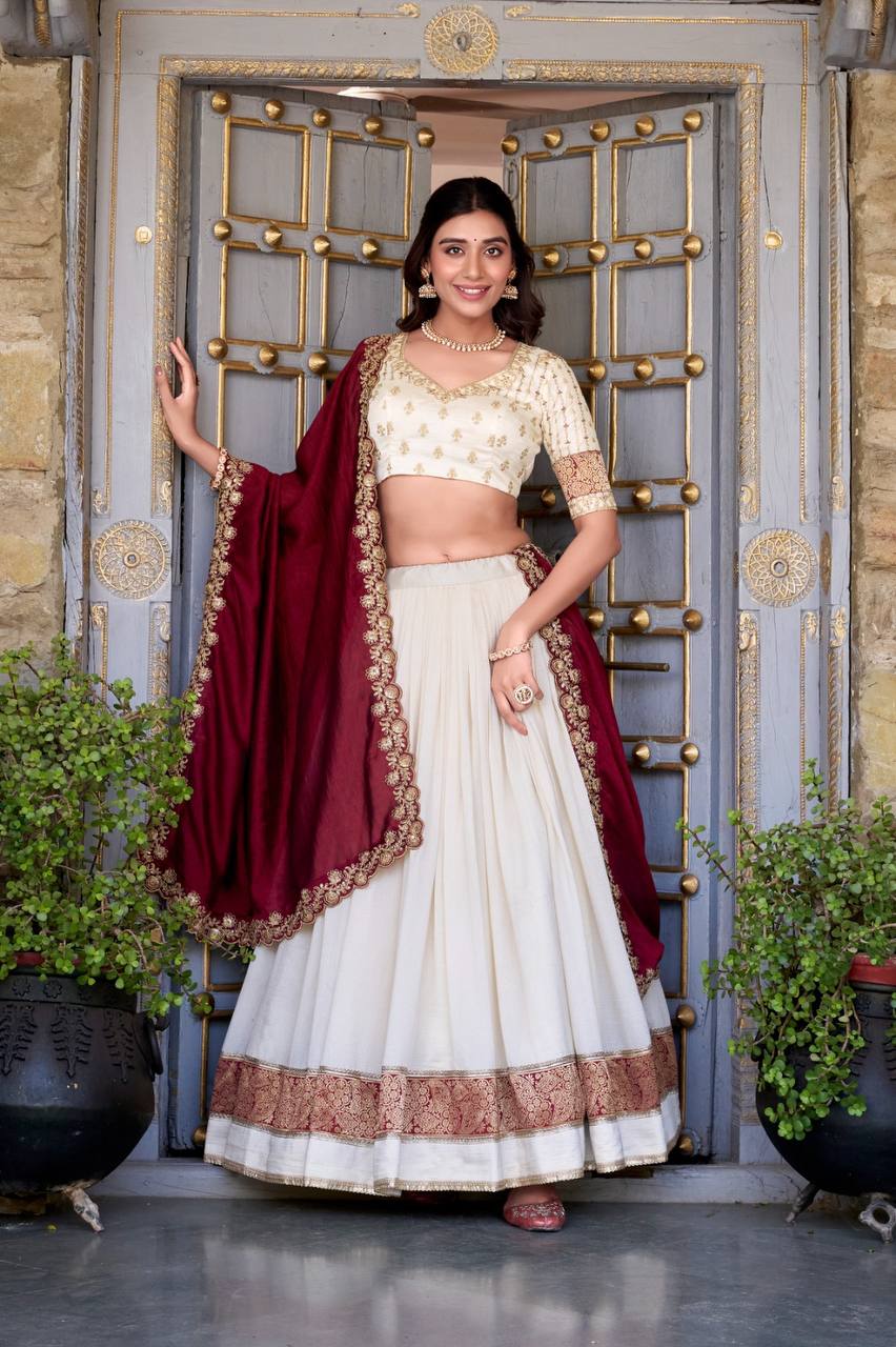 Traditional Lehenga Choli With  Zari Weaving And Sequins Work | Ready To Wear