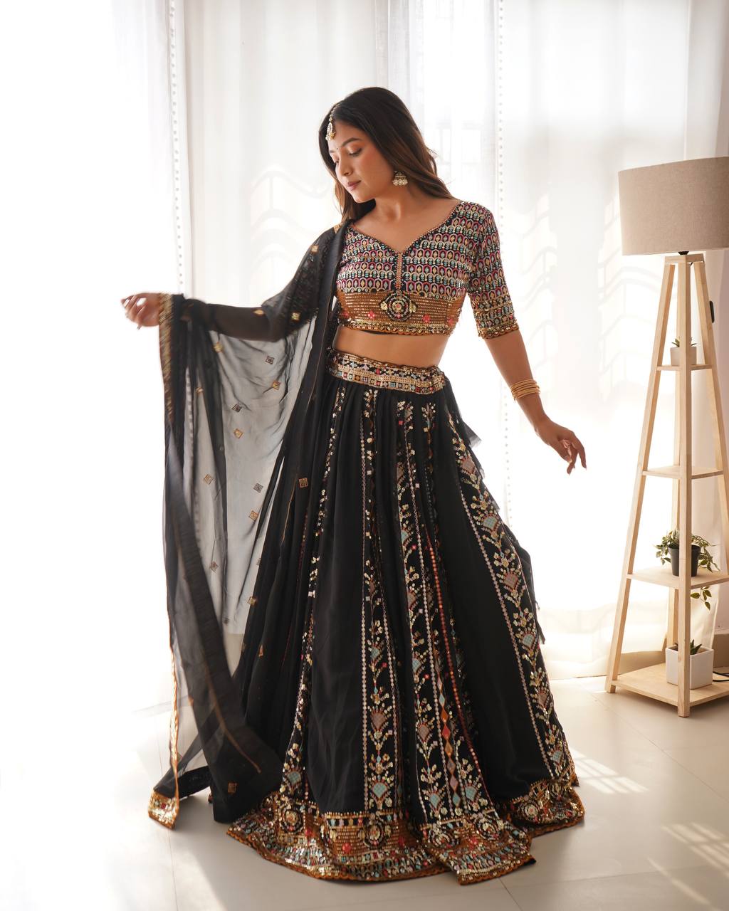 Georgette Lehenga Choli With Thread Sequins Work | Ready To Wear