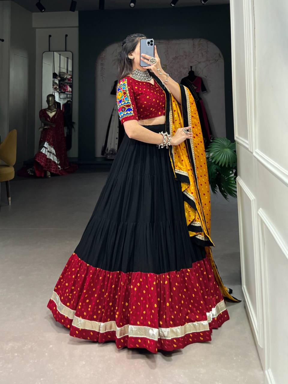 Garba Glamour - Black Bandhej Lengha Set | September 2024