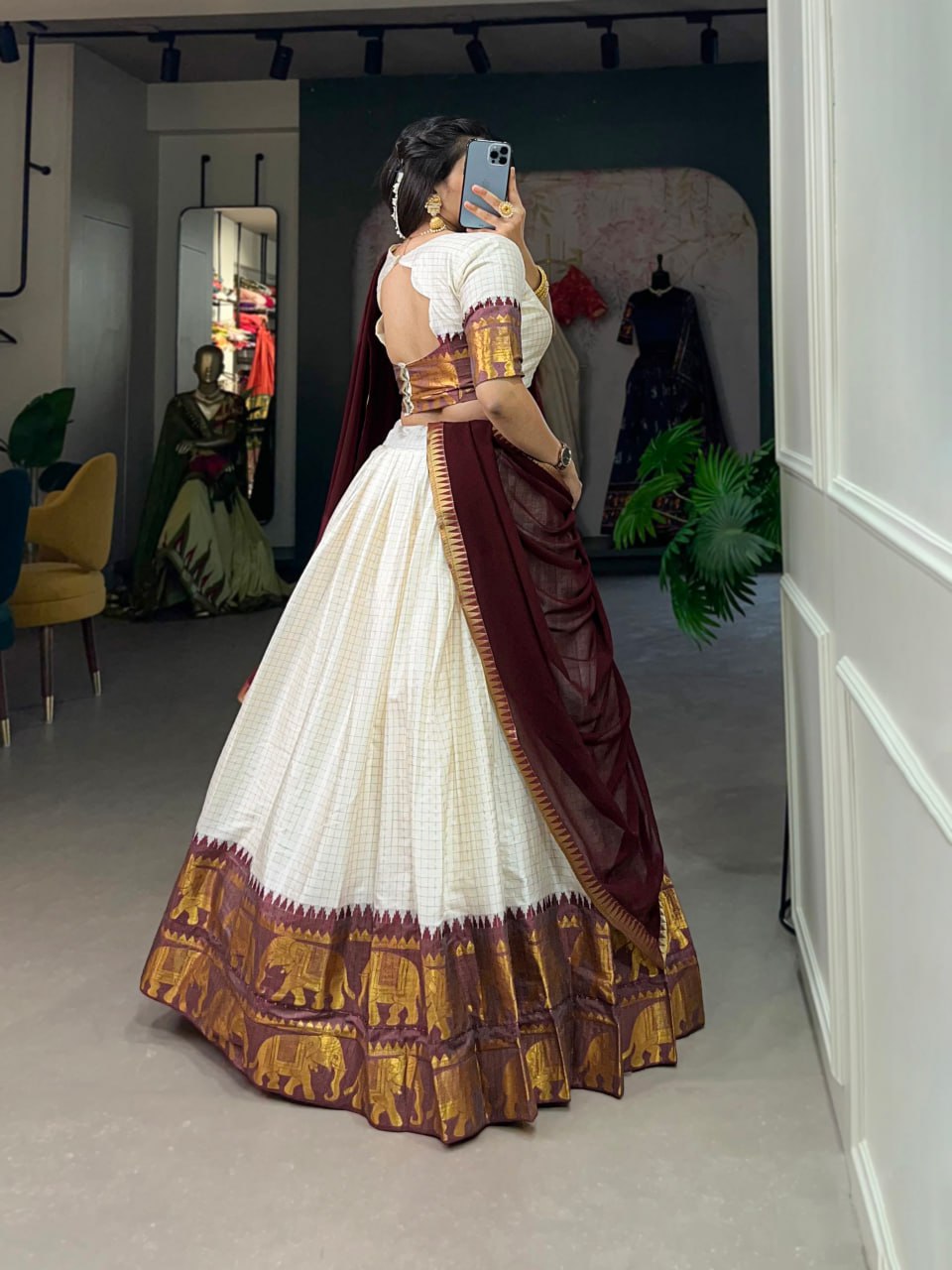 Kalyani Cotton Lehenga Choli Paired with Flowing Georgette Dupatta