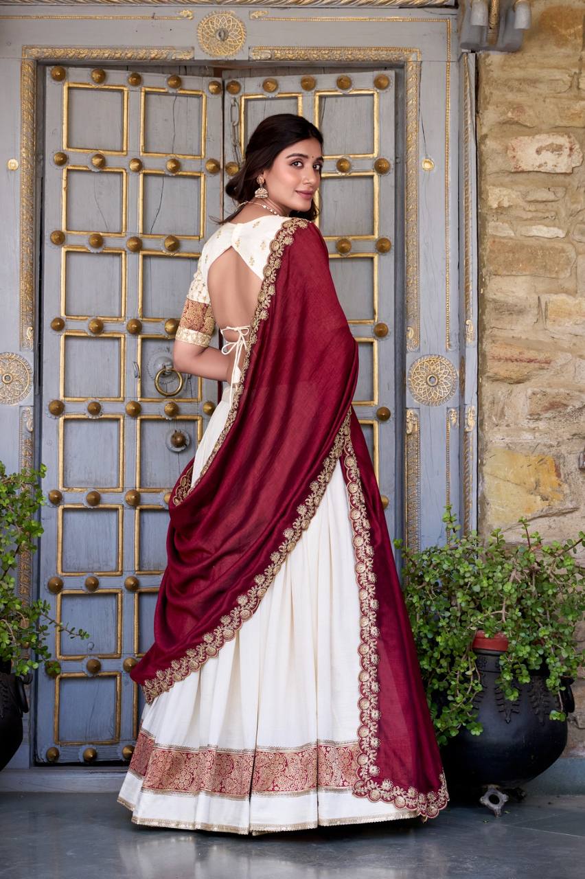 Traditional Lehenga Choli With  Zari Weaving And Sequins Work | Ready To Wear