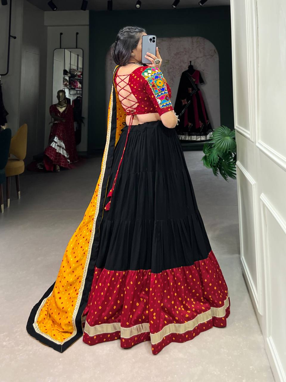 Garba Glamour - Black Bandhej Lengha Set | September 2024