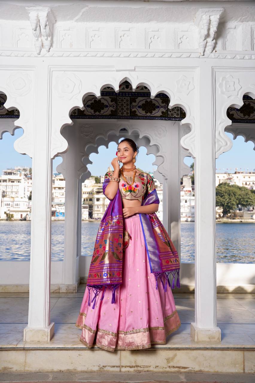 Beautiful Lehenga Choli With Paithani Silk And Weaving Zari Work | Ready To Wear