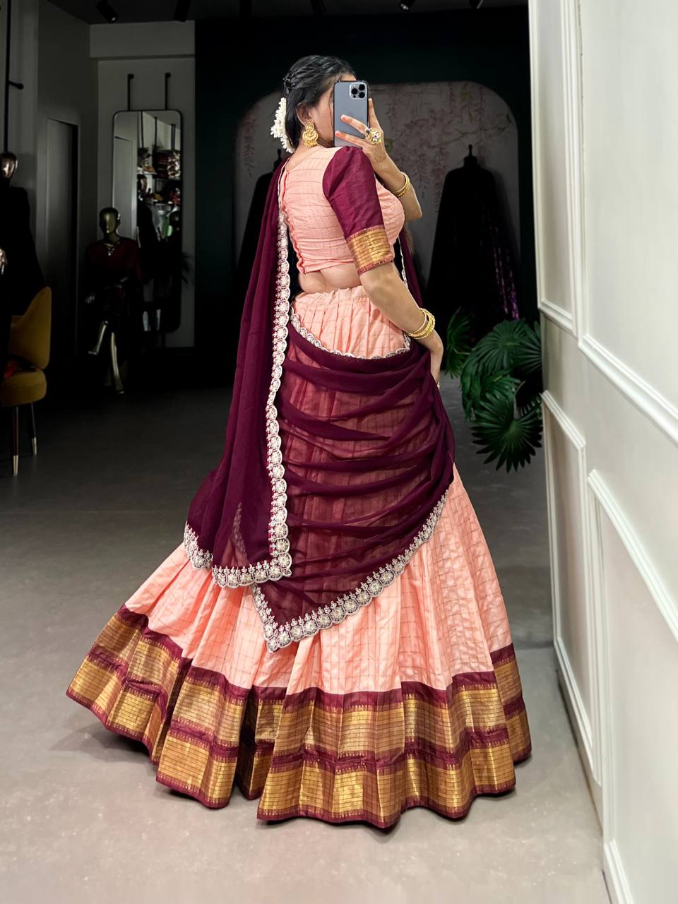 Traditional Zari Chex Lehenga With Zari Weaving Work | Ready To Wear