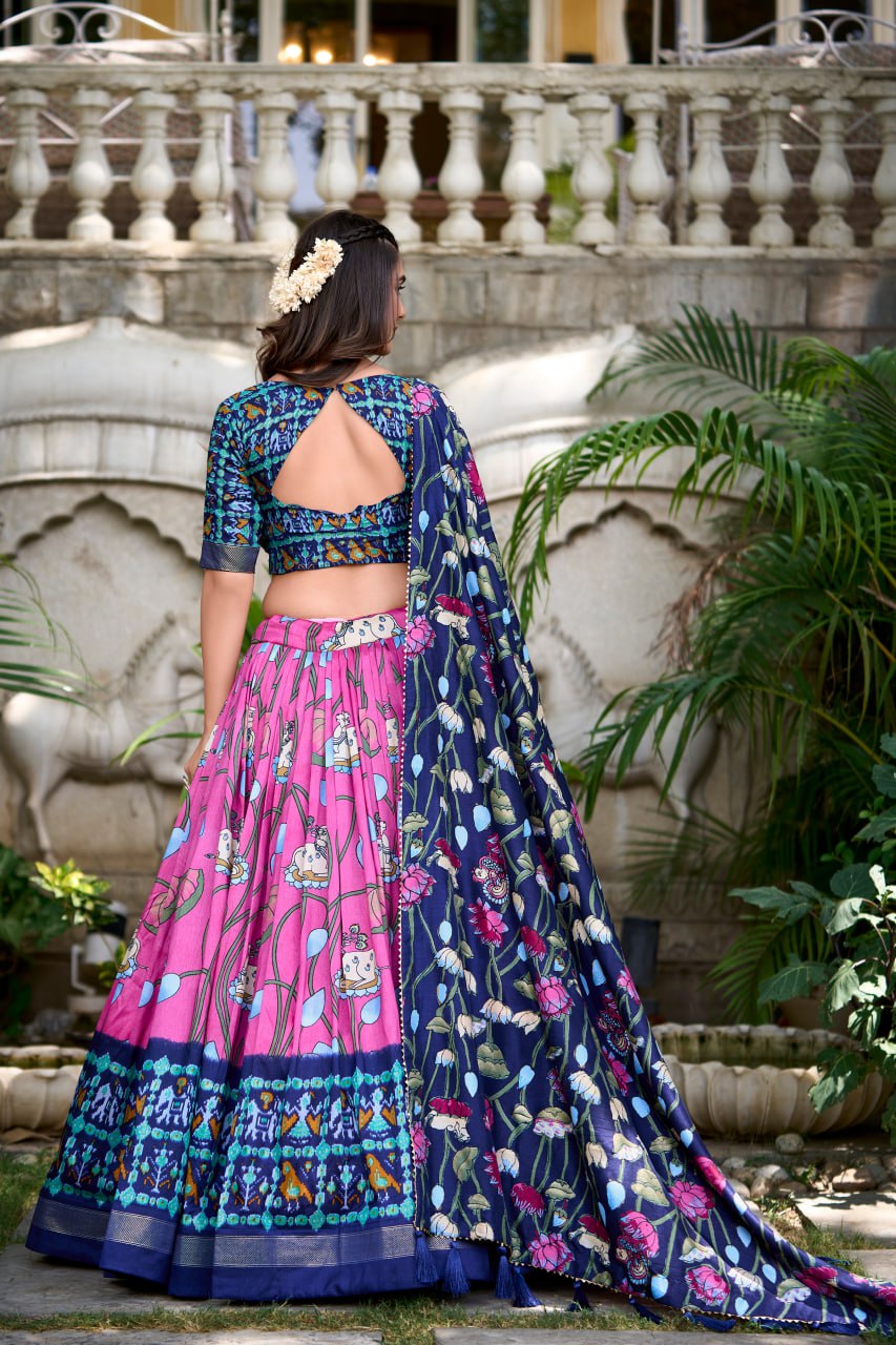 Traditional Lehenga Choli Pichwai With Patola Print And Zari Weaving Border | Ready To Wear