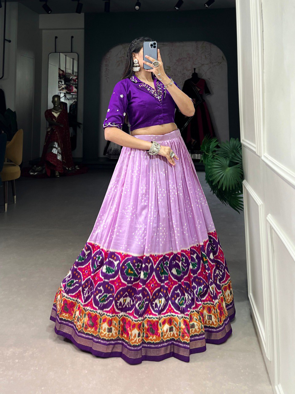 Latest Lehenga Choli Bandhej And Patola Print With Foil Work | Ready To Wear