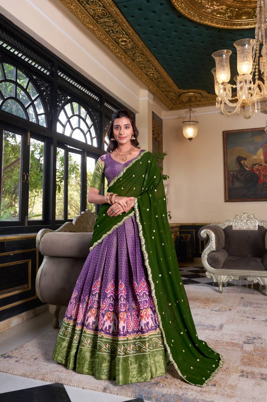 Latest Lehenga Choli With Printed And Zari Weaving Work | Ready To Wear