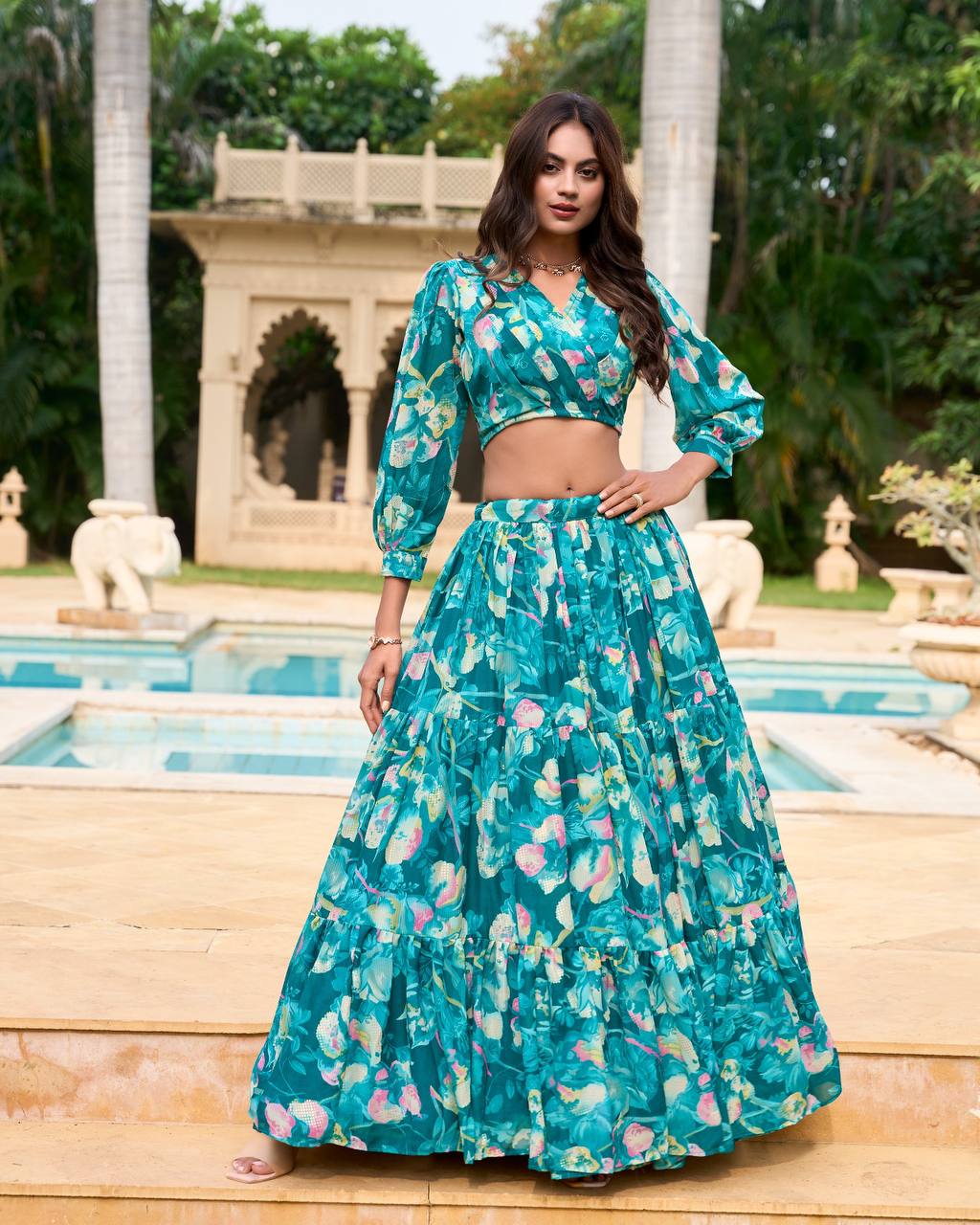 Beautiful Georgette Chex floral print co-ord set