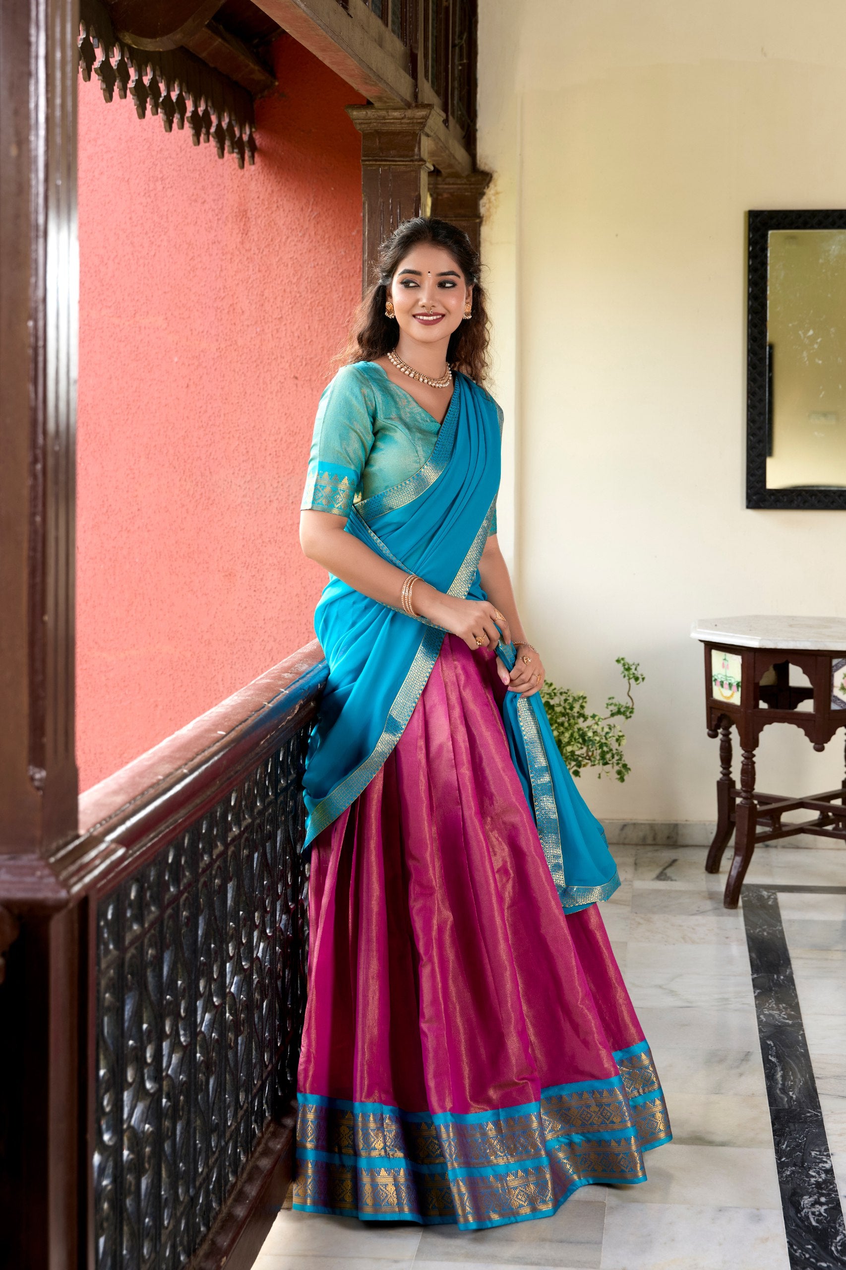 Kanchipuram Lehenga Choli With Intricate Zari Weaving