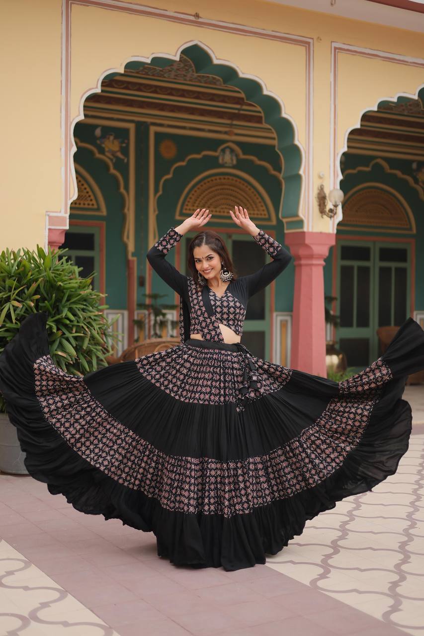 Festive Flair: Ready-to-Wear Printed Rayon Lehenga Choli