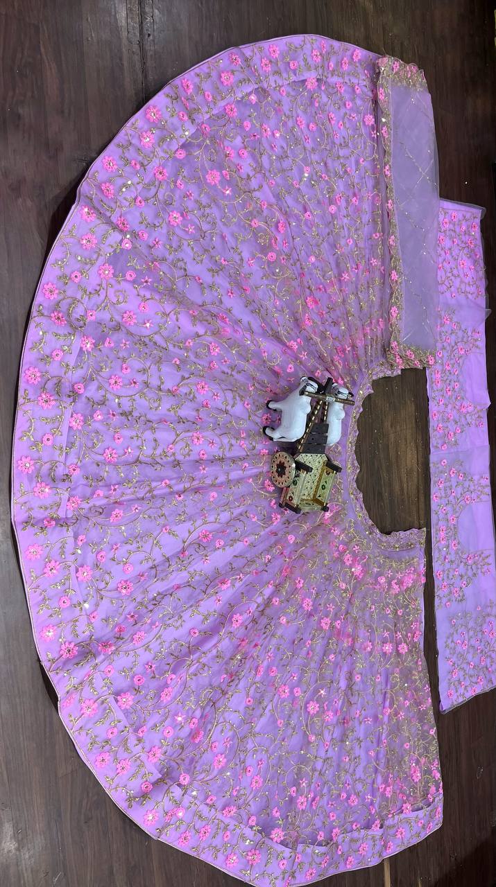 Soft Net Lehenga Choli With Sequence Embroidered Work | Ready To Wear