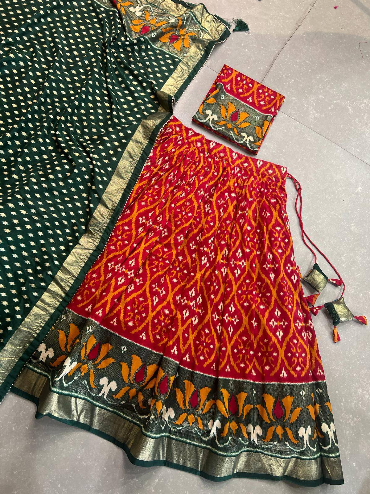 Dola Silk Lehenga Set with Perfect print design  Ready To Wear | Aug-24 - India shopping