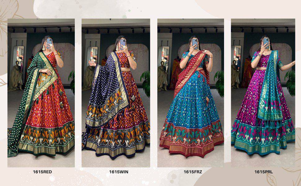 Dola Silk Lehenga Set with Perfect print design  Ready To Wear | Aug-24 - India shopping