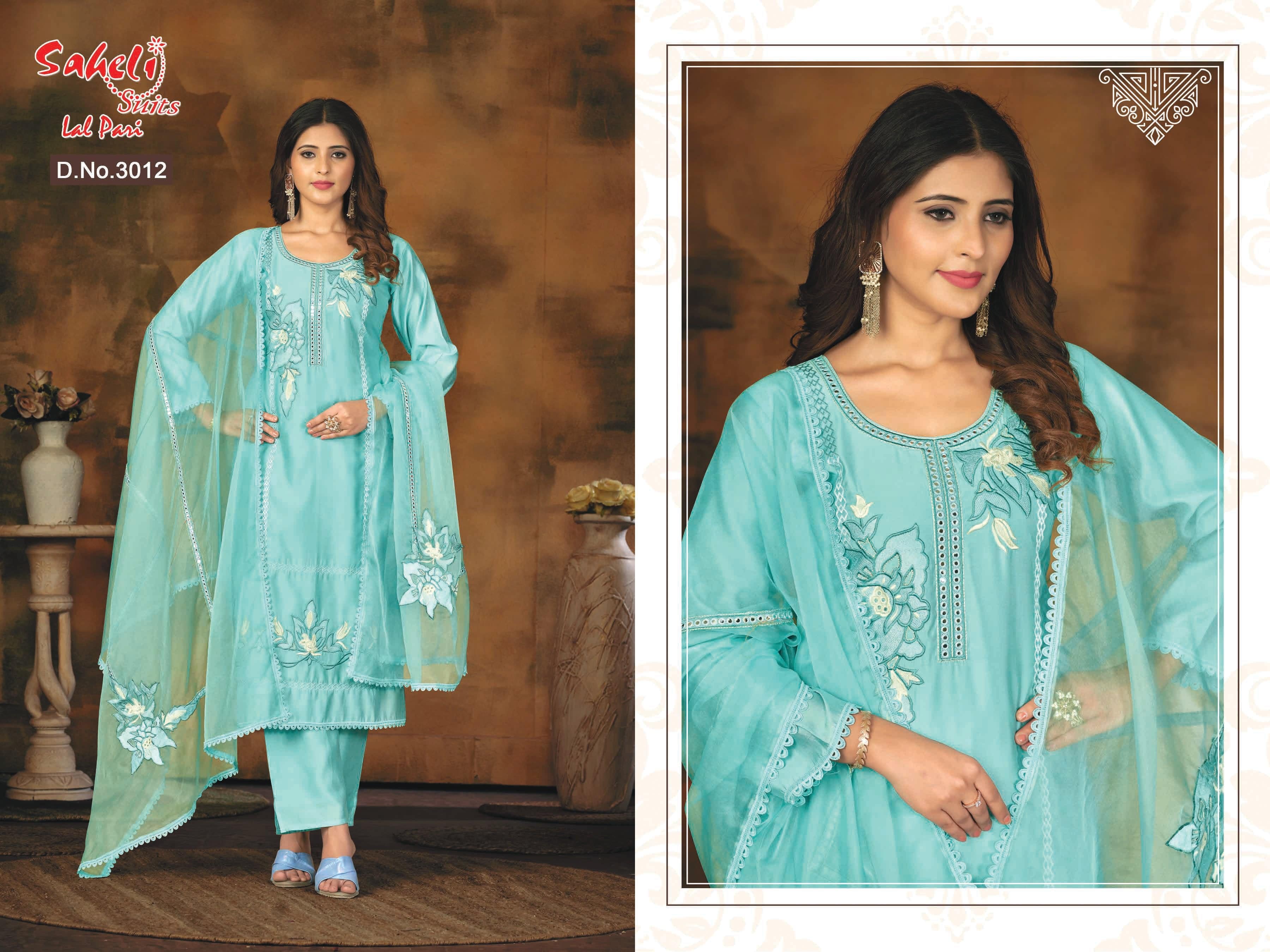 Sky Blue Designer Suit Set - India shopping