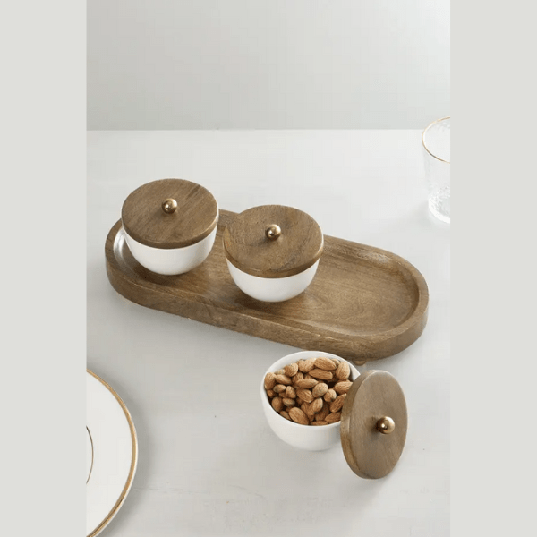 Adele Condiment Set/3 With Tray - India shopping