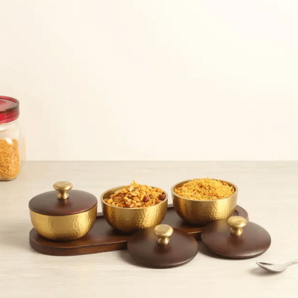 Acacia Round Snack Bowl Set of 3 - India shopping