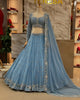 Sky Blue Lehenga Choli With Thread Rivet Moti Work | Ready To Wear