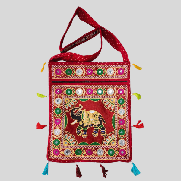 Cotton Handloom Fabric Embroidered Sling Bag | Set of 10 - India shopping