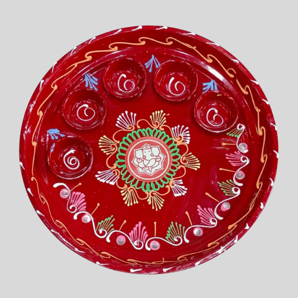 Hand Painted Pooja Aarti Thali | Set of 2 - India shopping