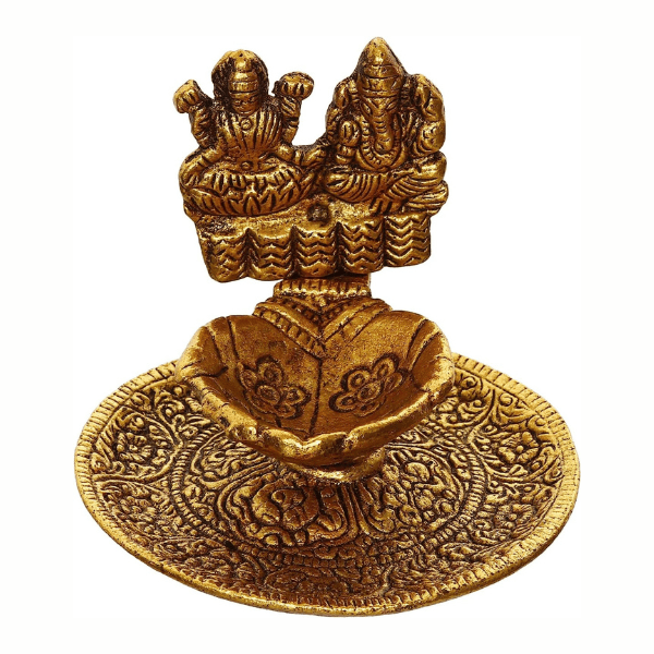 Handmade Laxmi Ganesh Diya - Brass | Set of 3 - India shopping