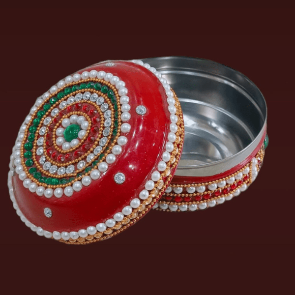 Decorative Stone & Pearl Work  storage Box - India shopping