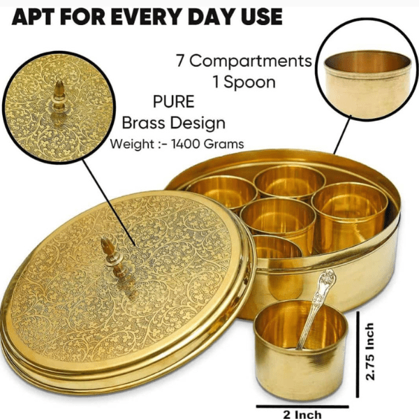 Handcrafted Brass Spice Box Set - India shopping