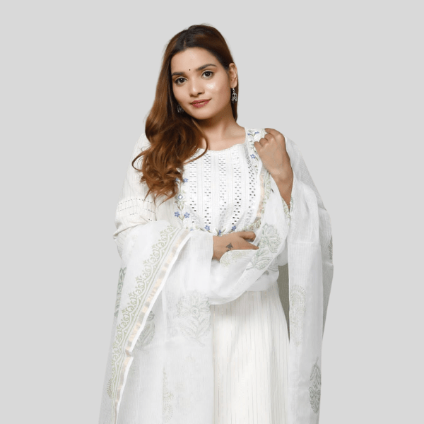 Women's Embroidery  Suit With Kota Doria dupatta - India shopping