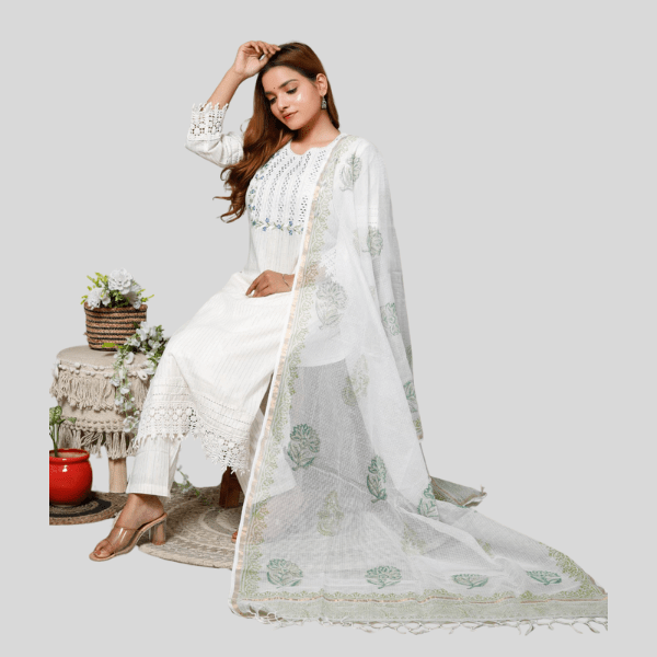 Women's Embroidery  Suit With Kota Doria dupatta - India shopping