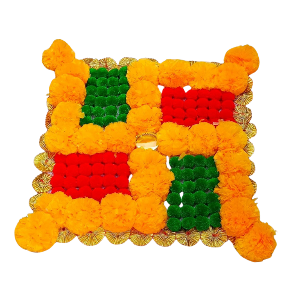 Swastik Mat |Saathiya Design Artificial Marigold Flower