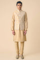 Tasva All Over Embroidered Kurta Bundi Set In Tissue