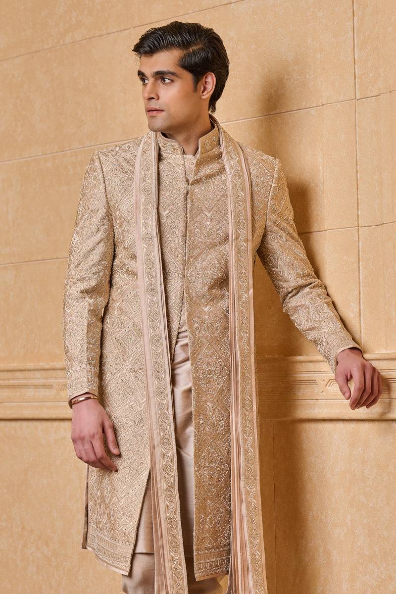 Tasva All Over Embroidered Sherwani With Stole - India shopping