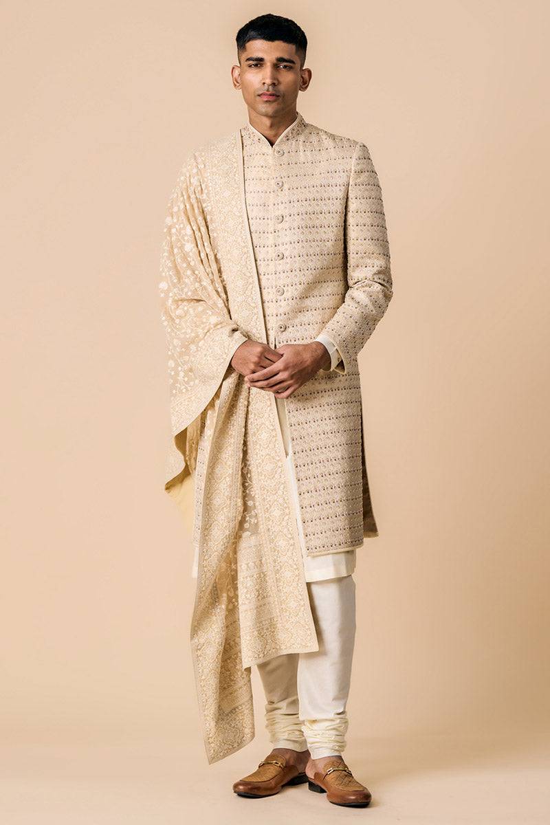 Tasva All Over Floral Brocade Sherwani - India shopping